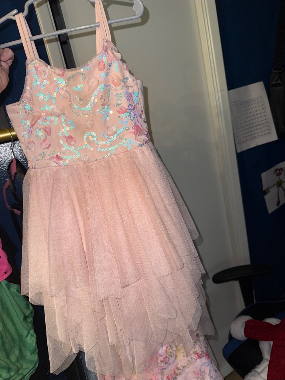 Girls Pink Sequin Tulle Party Dress